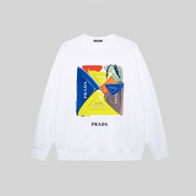 프라다 남자 크루넥 화이트 맨투맨 - Prada Mens White Tshirts - pr686x