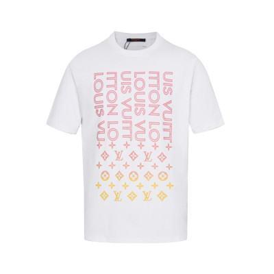 루이비통 남성 크루넥 화이트 반팔티 - Louis vuitton Mens White Short sleeved Tshirts - lv1738x