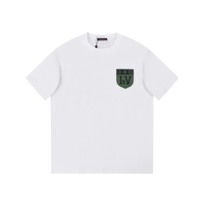 루이비통 남성 크루넥 화이트 반팔티 - Louis vuitton Mens White Short sleeved Tshirts - lv1751x