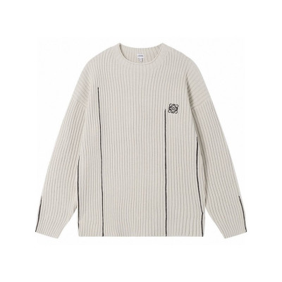 로에베 남성 연그레이 크루넥 스웨터 - Loewe Mens Light-gray Sweaters - loe788x