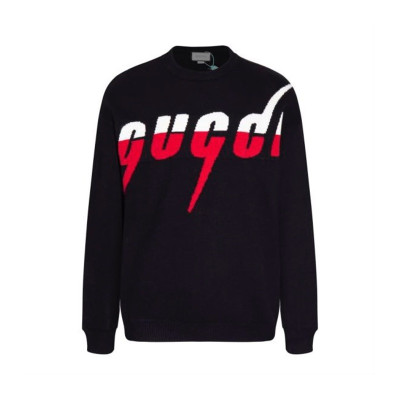 구찌 남성 블랙 크루넥 스웨터 - Gucci Mens Black Sweaters - Gu976x