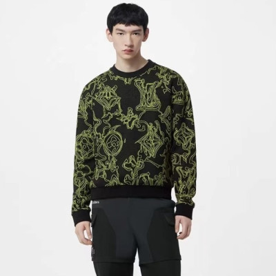 루이비통 남성 블랙 크루넥 니트 - Louis vuitton Mens Black Sweaters - lv1859x