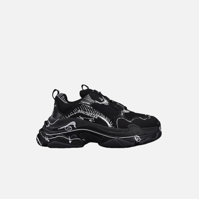 발렌시아가 남/녀 트리플 S 그래피티 블랙 스니커즈 【매장-150만원대】 - Balenciaga Unisex Black Sneakers - ba621x