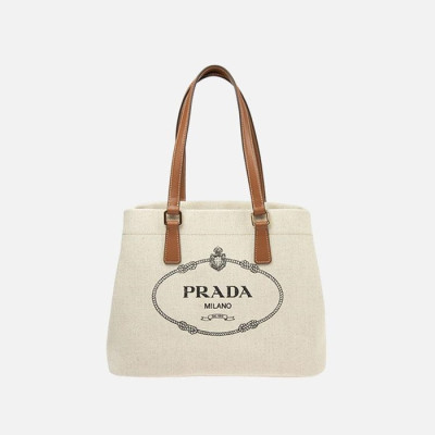 프라다 여성 캔버스 린넨 로고 숄더백 【매장-260만원대】 - Prada Womens Beige Shoulder Bag - pr740x