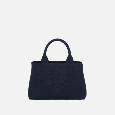 프라다 여성 엠보스드 로고 캔버스 토트백 - Prada Womens Black Tote Bag - pr741x