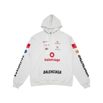 발렌시아가 남성 화이트 후드티 - Balenciaga Mens White Hoodie - ba696x