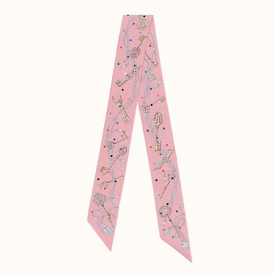 에르메스 여성 Les Cles a Pois 트윌리 핑크 【매장-60만원대】 - Hermes Womens Pink Scarf - acc345x