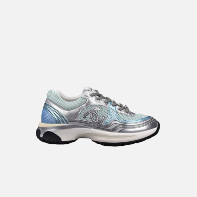 샤넬 여성 CC 로고 샤식스 실버 블루 테니스 스니커즈 【매장-290만원대】 - Chanel Womens Blue Sneakers - ch527x