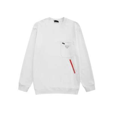 프라다 남성 크루넥 화이트 맨투맨 - Prada Mens White Tshirts - pr764x