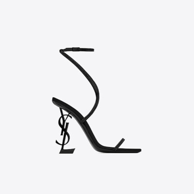 크레이프 여성 새틴 라인스톤 블랙 힐 OPYUM 샌들 【매장-300만원대】 - Saint Laurent  Womens Black High-heels - ysl430x
