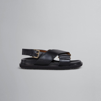 마르니 여성 블랙 가죽 크리스크로스 샌들【매장100만원대】 - Marni Womens Black Sandals - ma18x