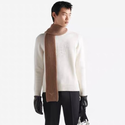 프라다 남성 크루넥 화이트 스웨터 - Prada Mens White Sweaters - pr774x