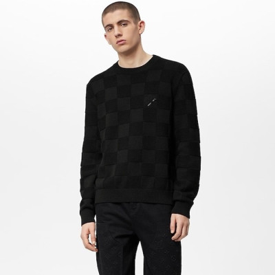 루이비통 남성 블랙 크루넥 니트 - Louis vuitton Mens Black Knits- lv1991x