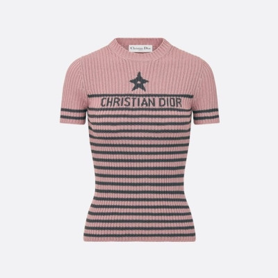 디올 여성 핑크 크루넥 반팔티 - Dior Womens Pink Short sleeved Tshirts - di794x