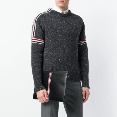 톰브라운 남성 블랙 삼선탭 클러치 - Thom Browne Mens Black Clutch - th106x