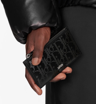 디올 남성 블랙 지피 카드 지갑 - Dior Mens Black Card Wallets - di824x