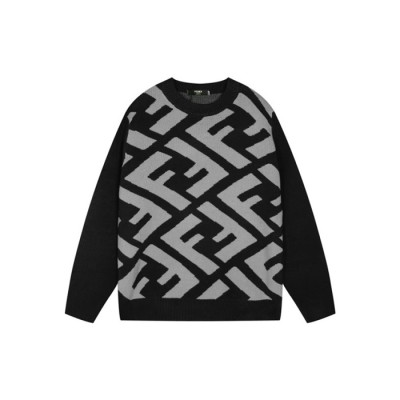 펜디 남성 블랙 크루넥 스웨터 - Fendi Mens Black Sweaters - fe541x