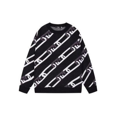 펜디 남성 블랙 크루넥 스웨터 - Fendi Mens Black Sweaters - fe543x