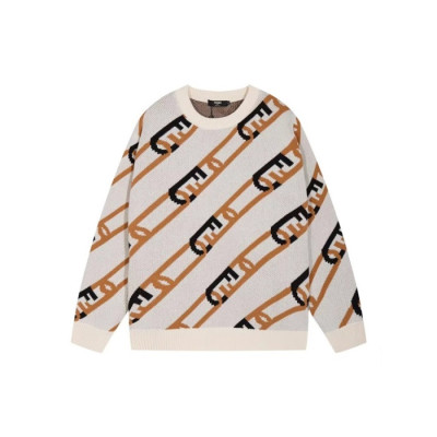 펜디 남성 아이보리 크루넥 스웨터 - Fendi Mens Ivory Sweaters - fe544x
