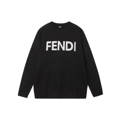펜디 남성 블랙 크루넥 스웨터 - Fendi Mens Black Sweaters - fe547x