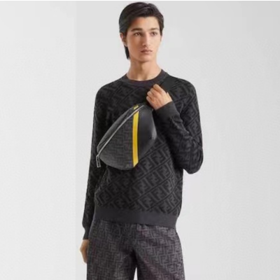 펜디 남성 그레이 크루넥 스웨터 - Fendi Mens Gray Sweaters - fe550x