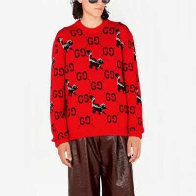 구찌 남성 레드 크루넥 스웨터 - Gucci Mens Red Sweaters - gu1127x