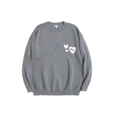 로에베 남성 그레이 크루넥 스웨터 - Loewe Mens Gray Sweaters - loe814x