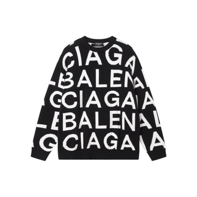 발렌시아가 남성 블랙 크루넥 니트 - Balenciaga Mens Black Knits - ba853x