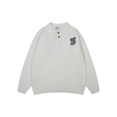 버버리 남성 화이트 폴로 스웨터 - Burberry Mens White Sweaters - bu357x