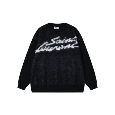 입생로랑 남성 블랙 크루넥 스웨터 - Saint laurent Mens Black Sweaters - ysl437x