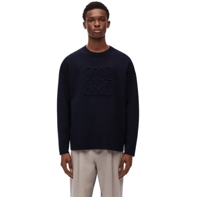 로에베 남성 네이비 크루넥 스웨터 - Loewe Mens Navy Sweaters - fa17x