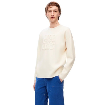 로에베 남성 화이트 크루넥 스웨터 - Loewe Mens White Sweaters - fa18x