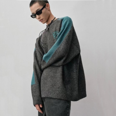 로에베 남성 그레이 크루넥 스웨터 - Loewe Mens Gray Sweaters - loe818x