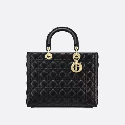 디올 여성 블랙 레이디 백 - Dior Womens Black Lady Bag - dib415x