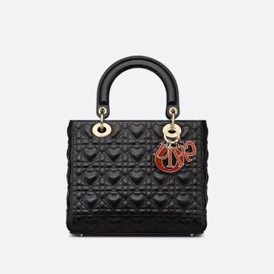 디올 여성 블랙 레이디 백 - Dior Womens Black Lady Bag - dib773x