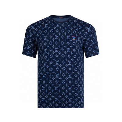 루이비통 남성 블루 반팔티 - Louis vuitton Mens Blue Tshirts - lvc305x