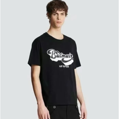 발망 남성 크루넥 블랙 반팔티 - Balmain Mens Black Tshirts - bmc02x