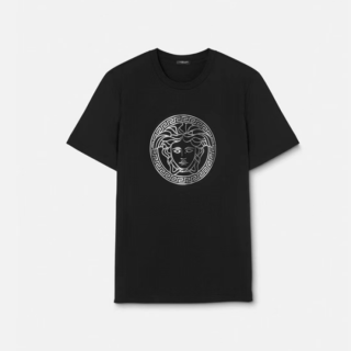 베르사체 남성 이니셜 블랙 반팔티 - Versace Mens Initial Black Tshirts - vec03x