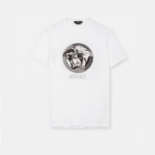 베르사체 남성 이니셜 화이트 반팔티 - Versace Mens Initial White Tshirts - vec04x