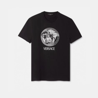 베르사체 남성 이니셜 블랙 반팔티 - Versace Mens Initial Black Tshirts - vec05x