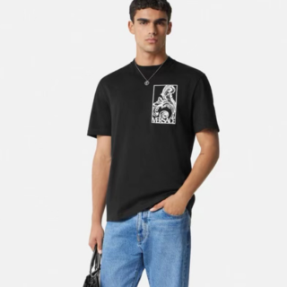 베르사체 남성 이니셜 블랙 반팔티 - Versace Mens Initial Black Tshirts - vec06x