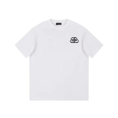 발렌시아가 남성 화이트 크루넥 반팔티 - Balenciaga Mens White Tshirts - bac189x