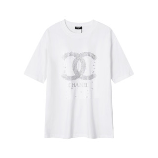 샤넬 남/녀 cc 화이트 반팔티 - Chanel Unisex White Tshirts - chc339x