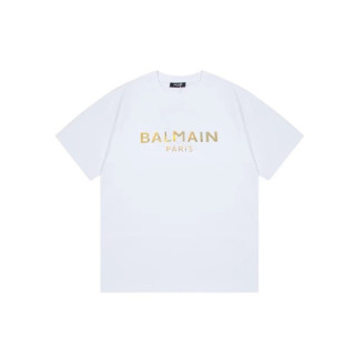 발망 남성 크루넥 화이트 반팔티 - Balmain Mens White Tshirts - bac03x