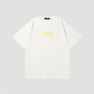 펜디 남성 화이트 크루넥 반팔티 - Fendi Mens White Tshirts - fec208x