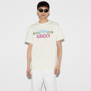 구찌 남성 화이트 티셔츠 - Gucci Unisex White Tshirts - guc343x