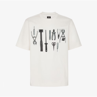 펜디 남성 화이트 티셔츠 - Fendi Mens White Tshirts - fec210x