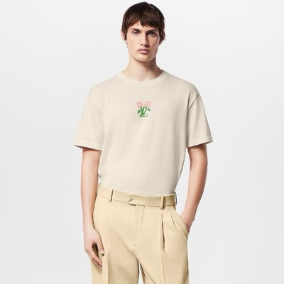 루이비통 남성 아이보리 반팔티 - Louis vuitton Mens Ivory Tshirts - lvc328X