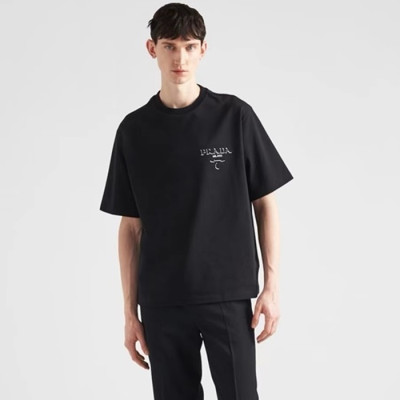 프라다 남성 크루넥 블랙 반팔티 - Prada Mens Black Tshirts - prc339x