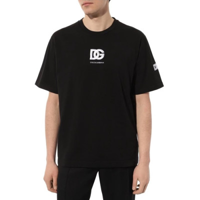 돌체앤가바나 남성 블랙 반팔티 - Dolce&Gabbana Mens Black Tshirts - doc08x